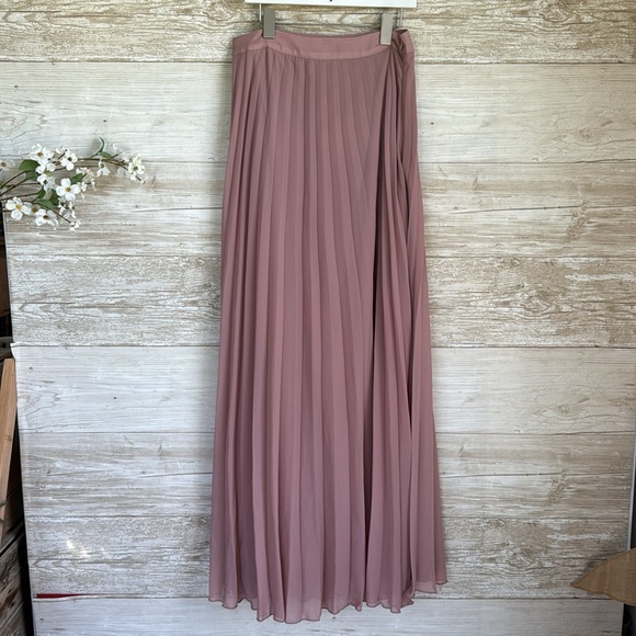 Aakaa Pleated Maxi Skirt - Mauve Sz Medium - Picture 3 of 11